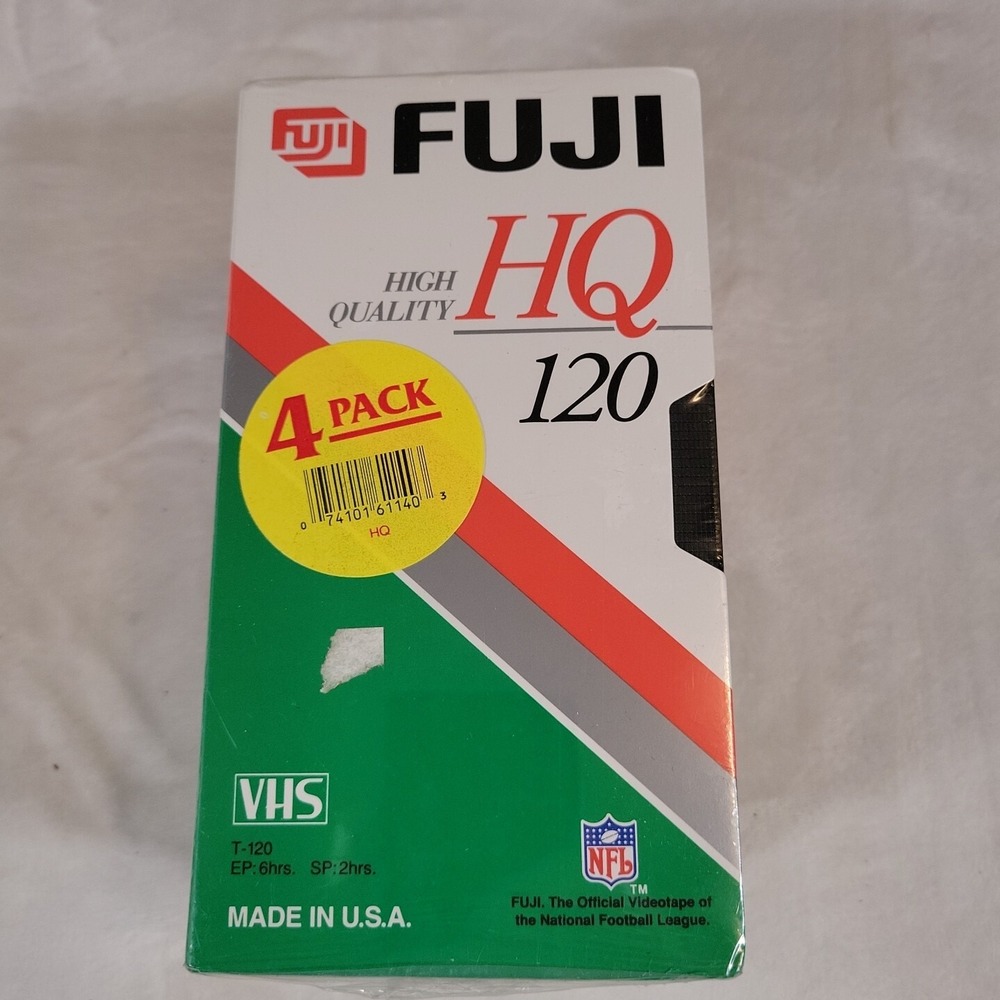 FUJI 4 Pack Blank VHS Video Tapes 6Hours HQ 120 NEW & Sealed‎ FUJIFILM T-120